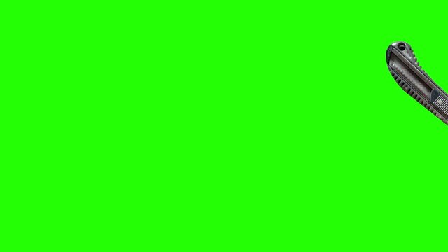 Used vintage handle cutting tool animation on green screen, chroma key for editors