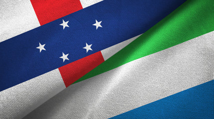 Netherlands Antilles and Sierra Leone two flags textile cloth, fabric texture
