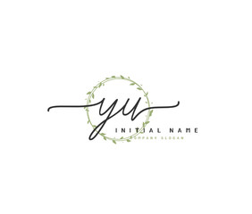 Y U YU Beauty vector initial logo, handwriting logo of initial signature, wedding, fashion, jewerly, boutique, floral and botanical with creative template for any company or business.