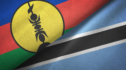 New Caledonia and Botswana two flags textile cloth, fabric texture