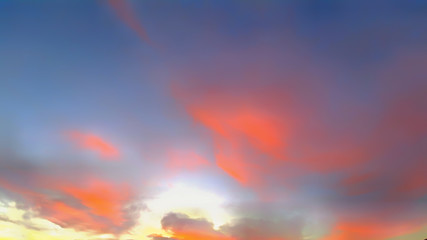 beautiful blue and yellow evening sky. sunset background