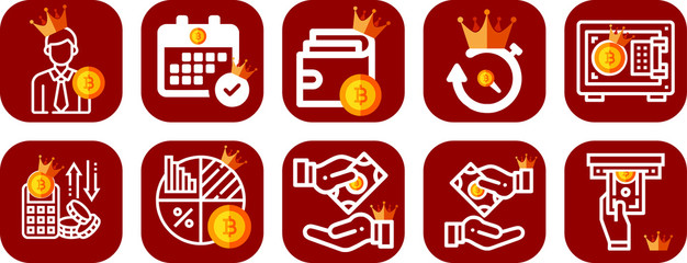 Crowned Crypto Currency Icon Set