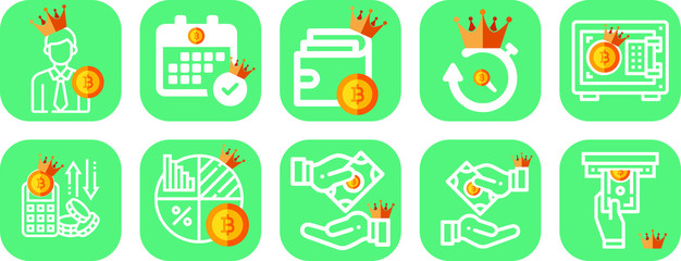 Crowned Crypto Currency Icon Set