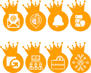 Crowned Crypto Currency Icon Set
