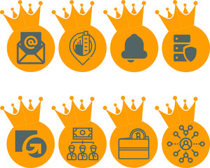 Crowned Crypto Currency Icon Set