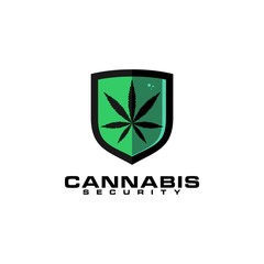 cannabis security shield leaf logo design
