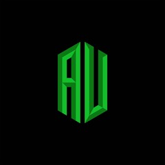 AU Initial Gaming Esport Logo Design Modern Template