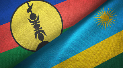 New Caledonia and Rwanda two flags textile cloth, fabric texture