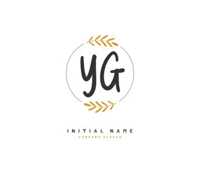 Y G YG Beauty vector initial logo, handwriting logo of initial signature, wedding, fashion, jewerly, boutique, floral and botanical with creative template for any company or business.