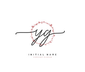 Y G YG Beauty vector initial logo, handwriting logo of initial signature, wedding, fashion, jewerly, boutique, floral and botanical with creative template for any company or business.