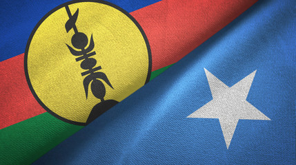 New Caledonia and Somalia two flags textile cloth, fabric texture