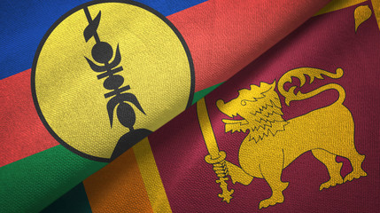New Caledonia and Sri Lanka two flags textile cloth, fabric texture