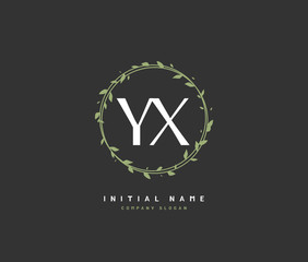 Y X YX Beauty vector initial logo, handwriting logo of initial signature, wedding, fashion, jewerly, boutique, floral and botanical with creative template for any company or business.