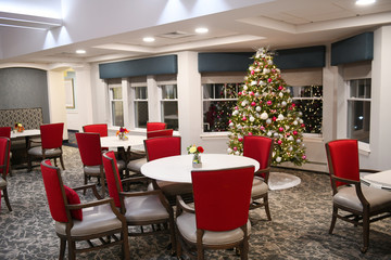 restaurant with Christmas tree decoration