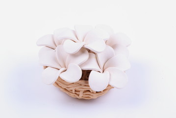 Low relief cement Thai style handcraft of frangipani flower