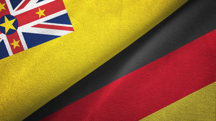 Niue and Germany two flags textile cloth, fabric texture