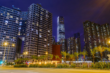 Fototapeta na wymiar West Kowloon Hong Kong at Night