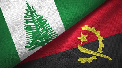 Norfolk Island and Angola two flags textile cloth, fabric texture