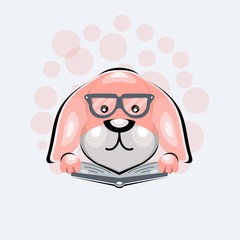 Dog reading book mascot cartoon vector