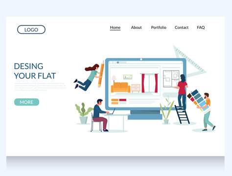 Design your flat vector website landing page design template