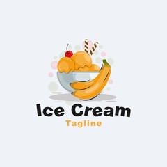 banana ice cream logo design