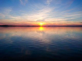 sunset on Lake in Minsk Belarus