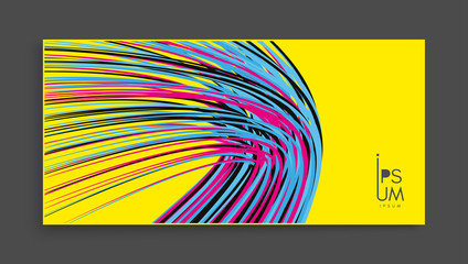 Curved lines with perspective effect. Optical fiber. 3d abstract background. Vector illustration.