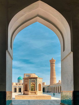 architectural ancient ensemble of mosque and minaret