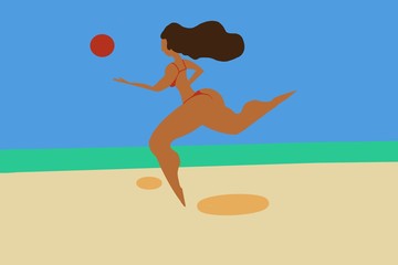 girl with ball on beach