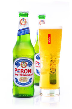 Bottles and glass of Peroni Beer