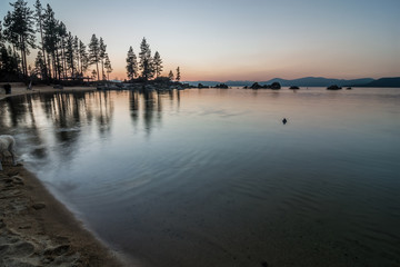 Fototapeta premium november sunset over lake tahoe in california
