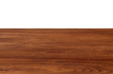 Empty wood floor perspective table top isolate on white background