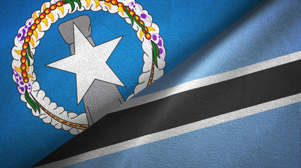 Northern Mariana Islands and Botswana two flags textile cloth, fabric texture