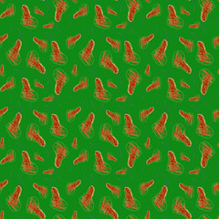 Seamless pattern of pears on a green background. Children's style