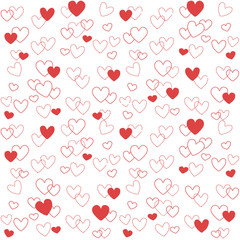 Sweet and colorful seamless pattern. Cute heart shape isolated on white background. Graphic design for valentines, wallpaper, fabric and wrapping.