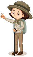 Girl in safari outfit on white background © blueringmedia