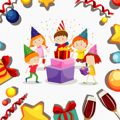 Obraz na płótnie Canvas Poster design for New Year with happy children