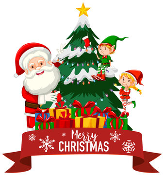 Christmas theme with Santa and elf