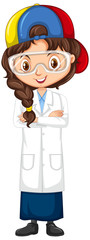 Girl in science gown on isolated background