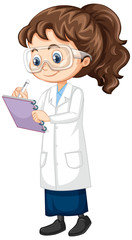 Girl in science gown on isolated background