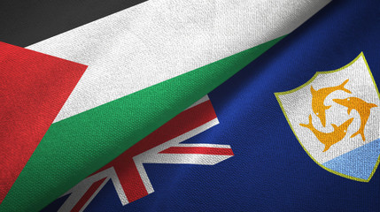 Palestine and Anguilla two flags textile cloth, fabric texture