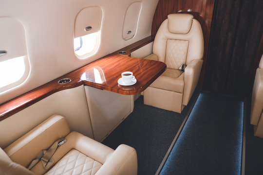Inside view of modern private airplane