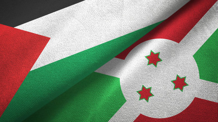 Palestine and Burundi two flags textile cloth, fabric texture