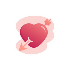 Fototapeta premium Heart with cupid arrow flat icon, vector sign, Heart pierced with arrow colorful pictogram isolated on white. Symbol, logo illustration. Flat style design