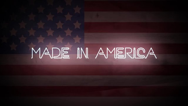 A video intro of a neon sign that reads: Made in America