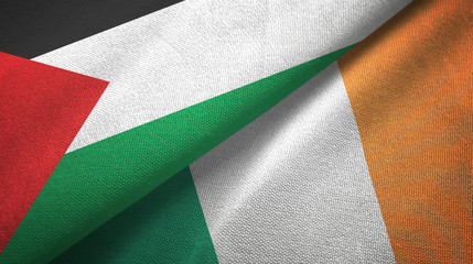 Palestine and Ireland two flags textile cloth, fabric texture