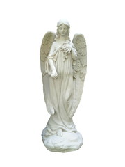 Beautiful angel statue isolated on white background.
