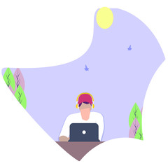 Programmer at work concept banner. Can use for web banner, infographics, hero images. Flat isometric vector illustration isolated on white background.