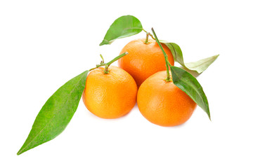 Sweet tangerines on white background