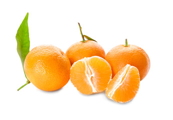 Sweet tangerines on white background